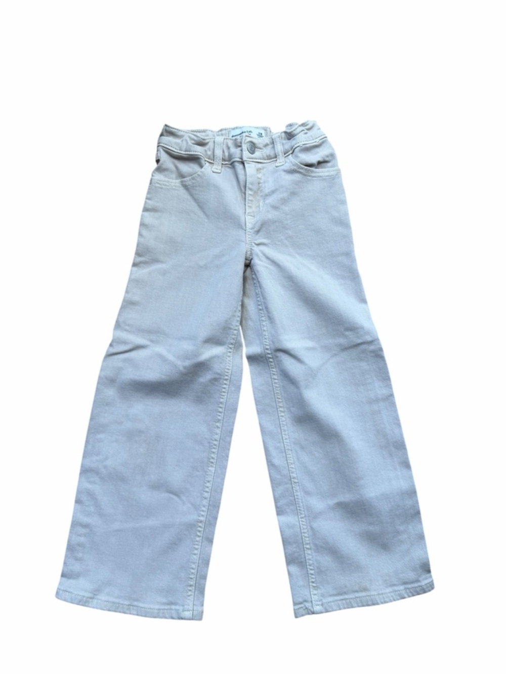 Abercrombie & Fitch Kids Ivory Tan High Rise Wide Leg Jeans Size 7/8 Short